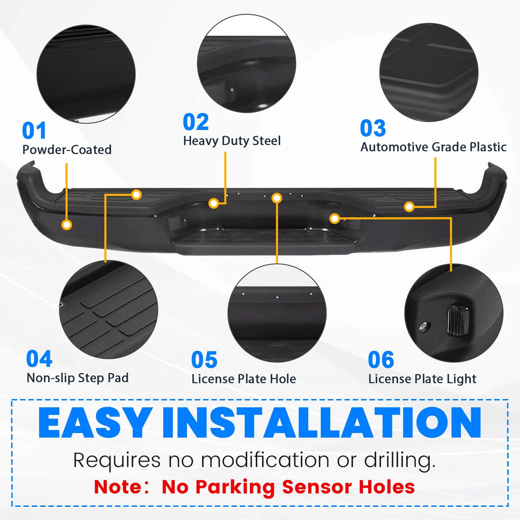 Complete Black Rear Bumper Assembly for Tacoma (2005–2015)