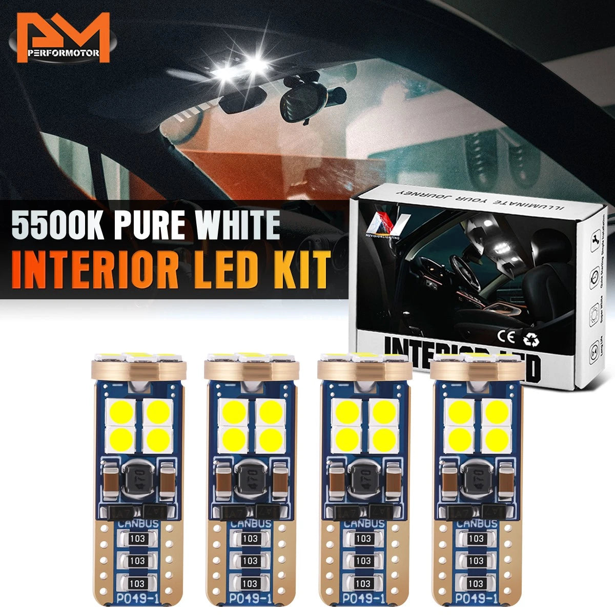LED Bulb Kit for Ford Mustang (2011–2022) - 4 Pcs Glove Box Cargo Map Light