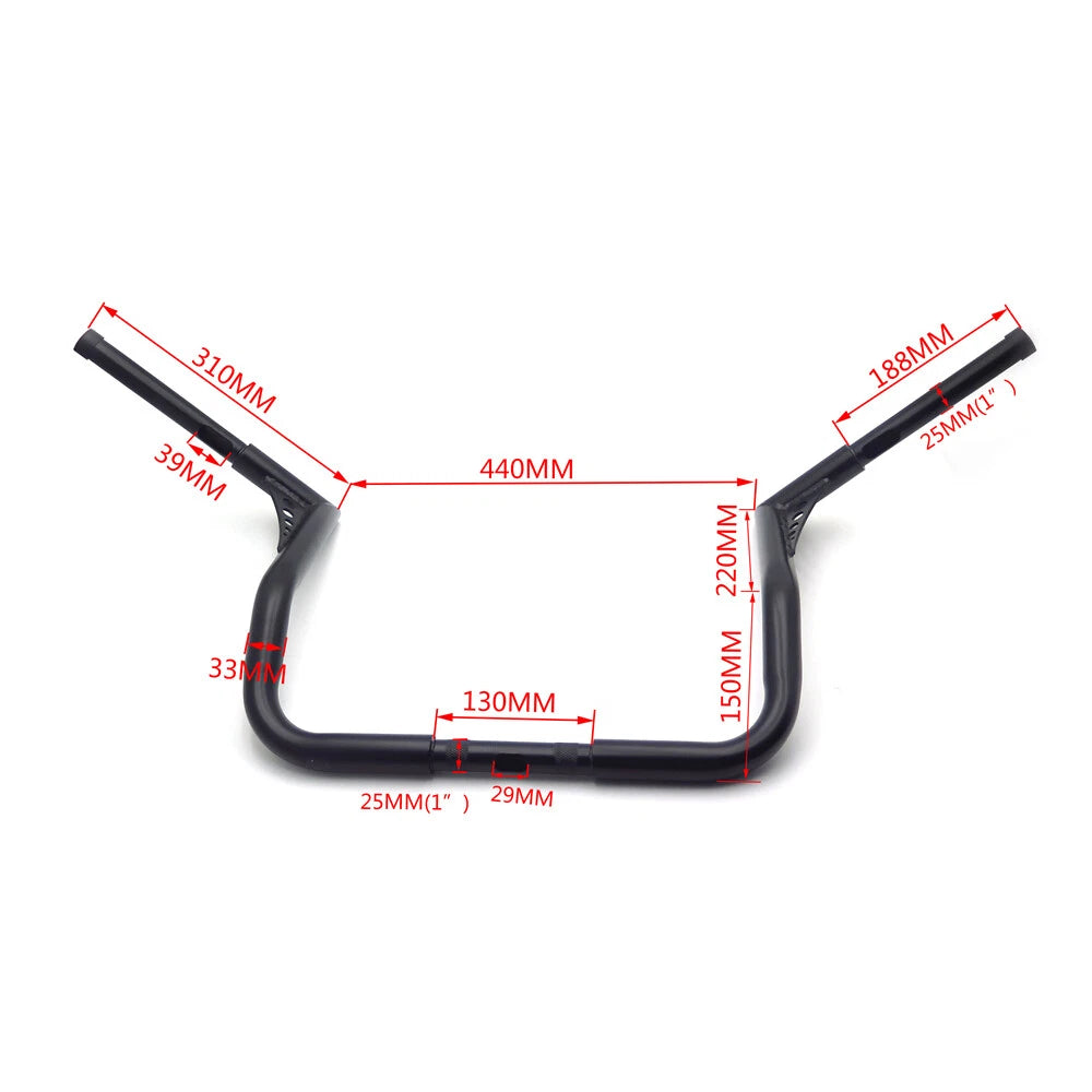 HTTMT 12" Rise 1-1/4" Handlebar for Harley Touring (1986–Present)