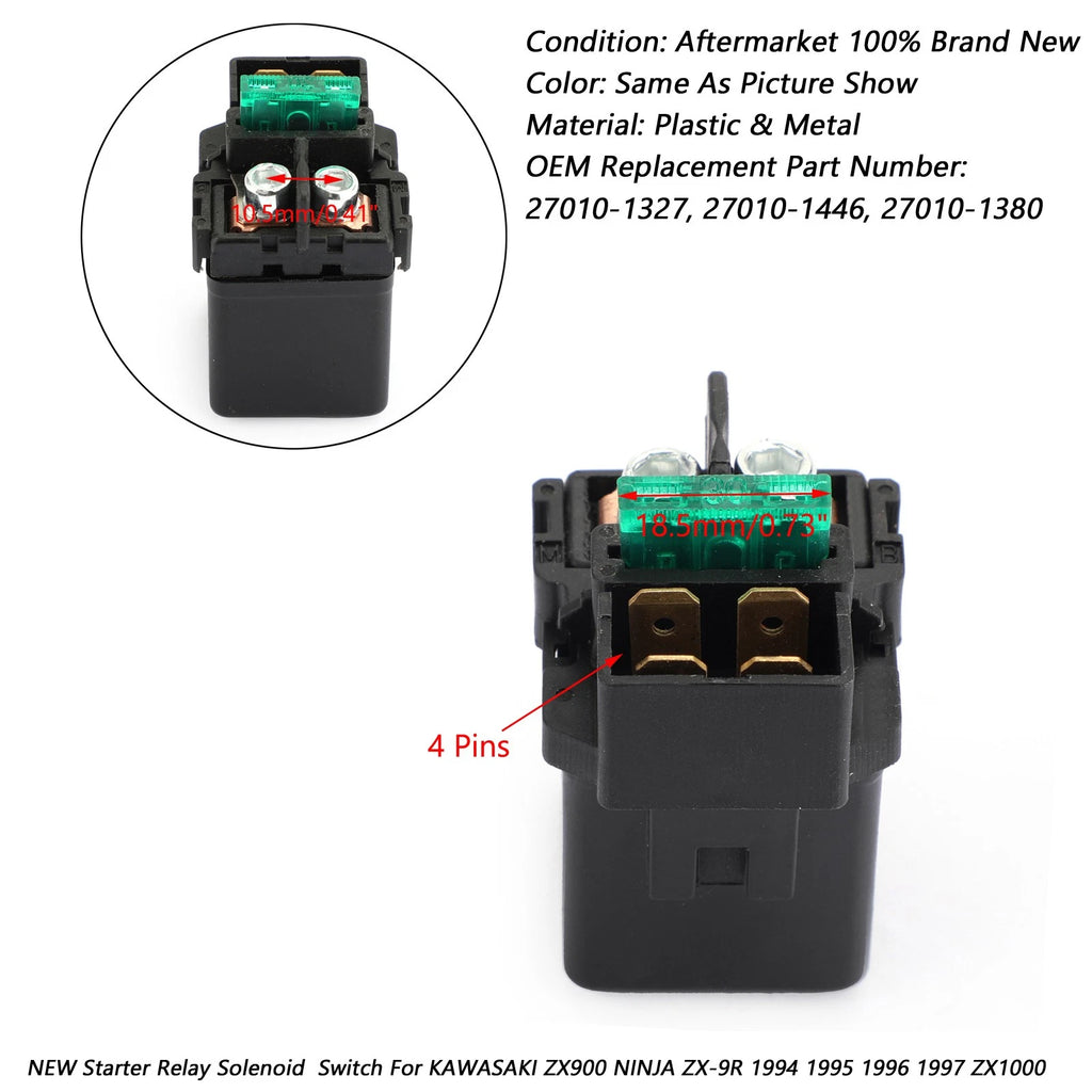 Starter Relay Solenoid for Kawasaki ZX900 Ninja ZX-9R (1994–1997)