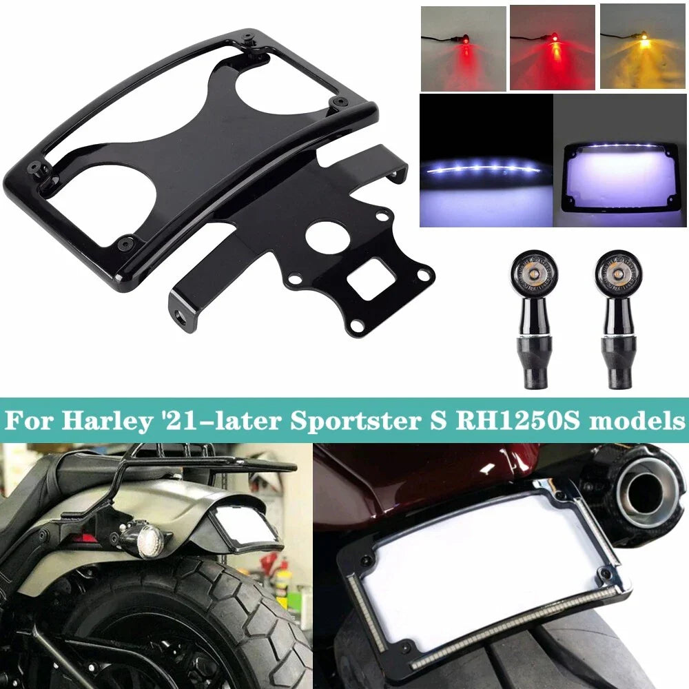 Mini LED Rear Turn Signal Lamp & License Plate Holder Frame for Sportster (21-23)