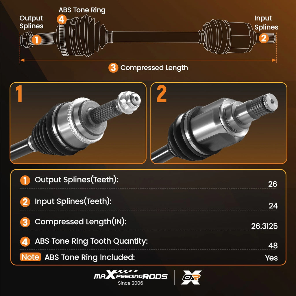 CV Axle Shaft Assembly for Toyota Camry (2002–2009), Highlander (2001–2007)