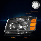 Factory Style Headlight Black Housing Amber Corner for Titan/Armada (2004–2015)