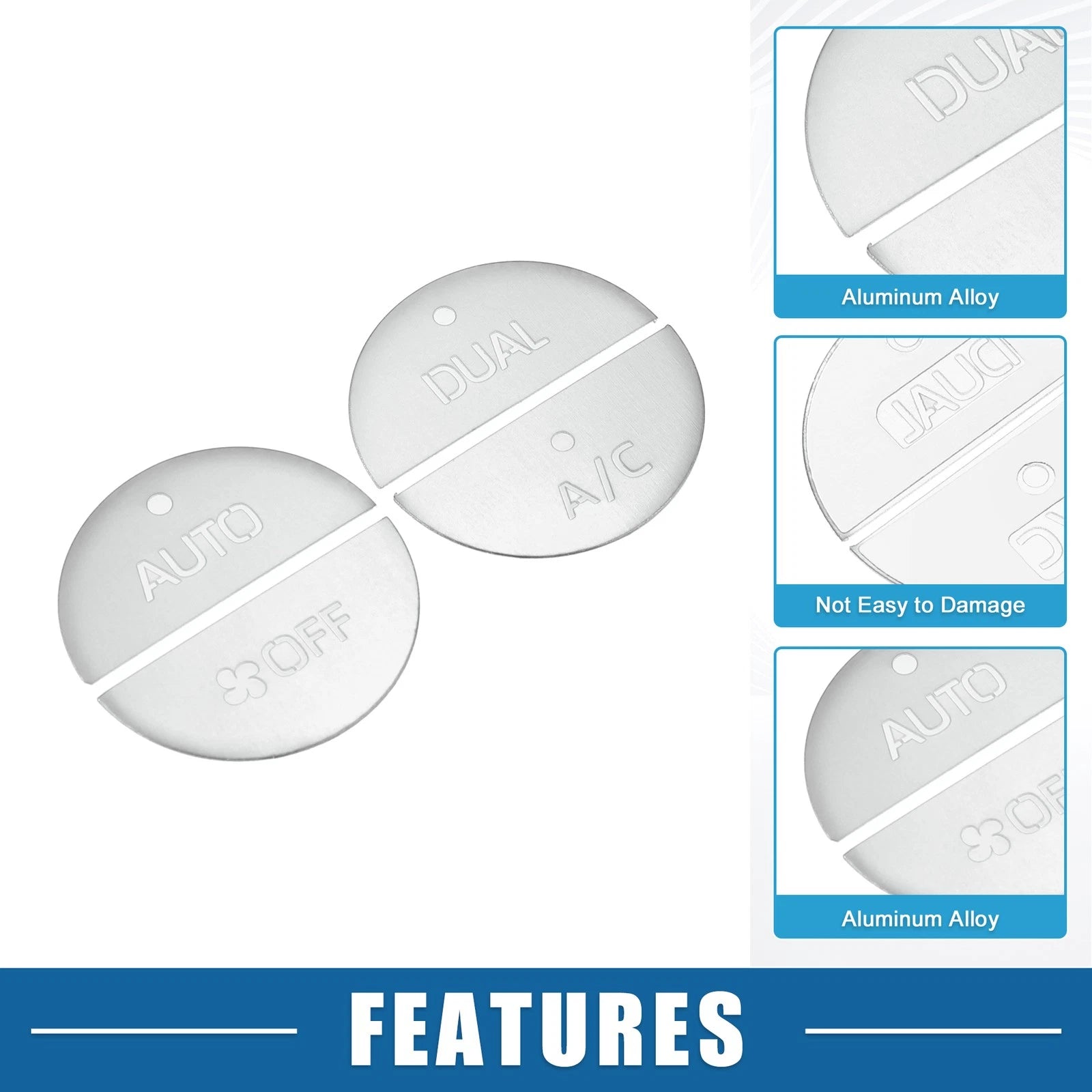 Set of 4 AC Switch Knob Cover Trim for Toyota RAV4 (2019–2022) Aluminum Silver