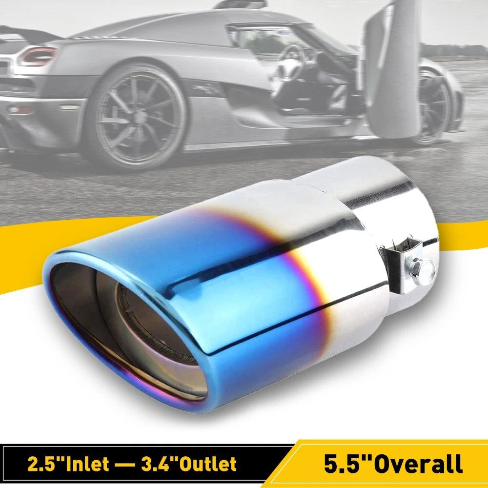 Exhaust Pipe Tip for Car (Stainless Steel, Round, Burnt)