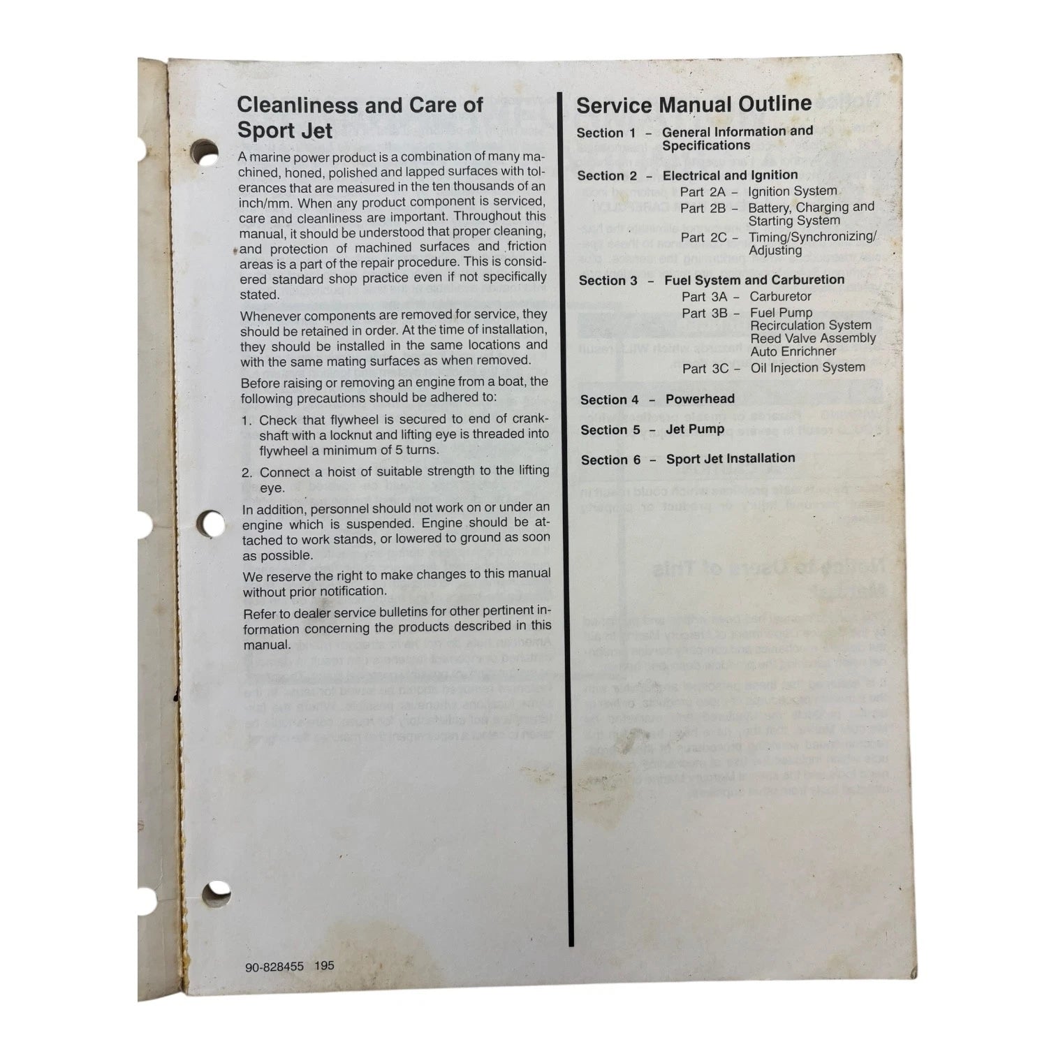 Service Manual for Mercury Marine 90/120 Sport Jet (1995) 90-828455