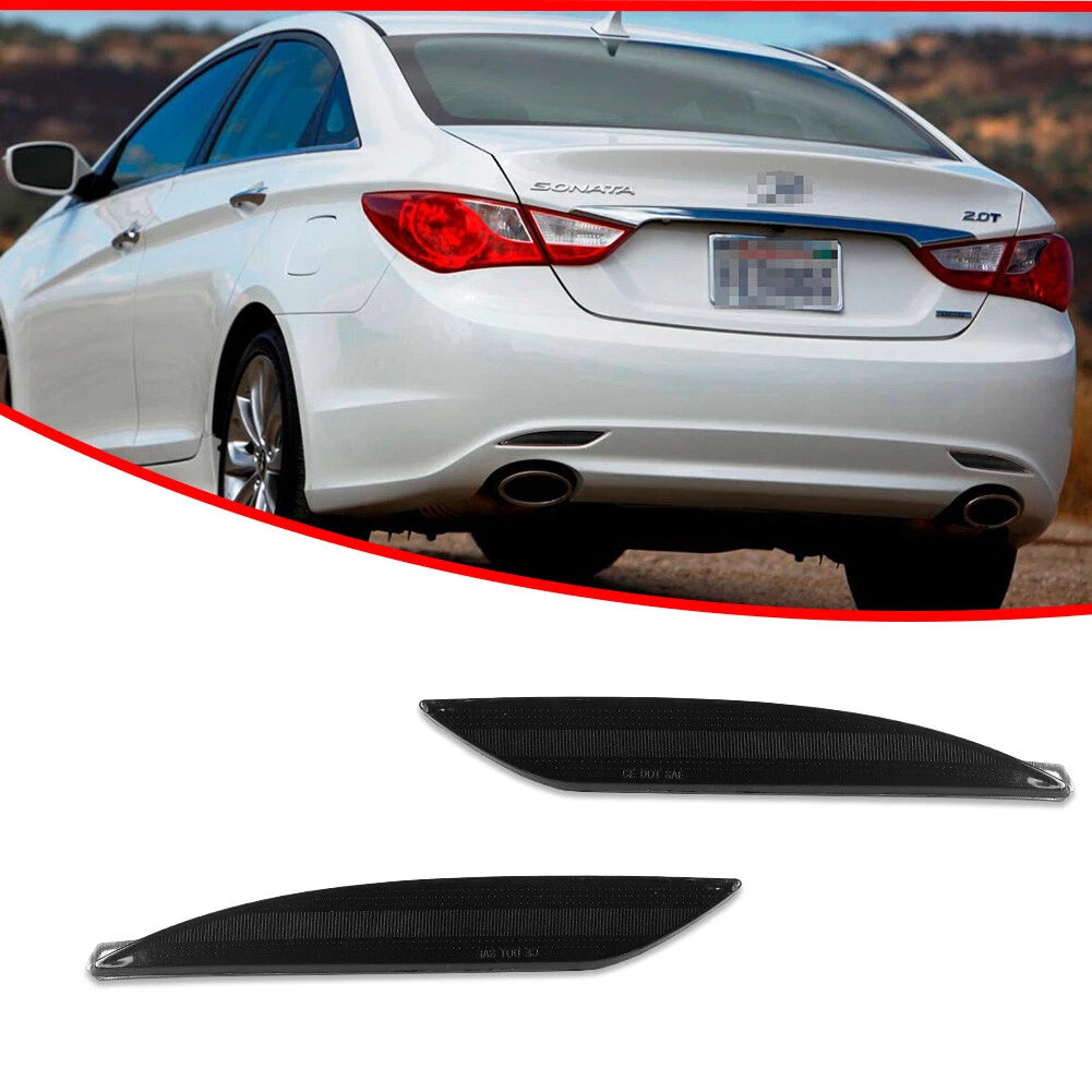 2X Smoked Black Lens Rear Bumper Reflector Lights for Hyundai Sonata (2011–2014)