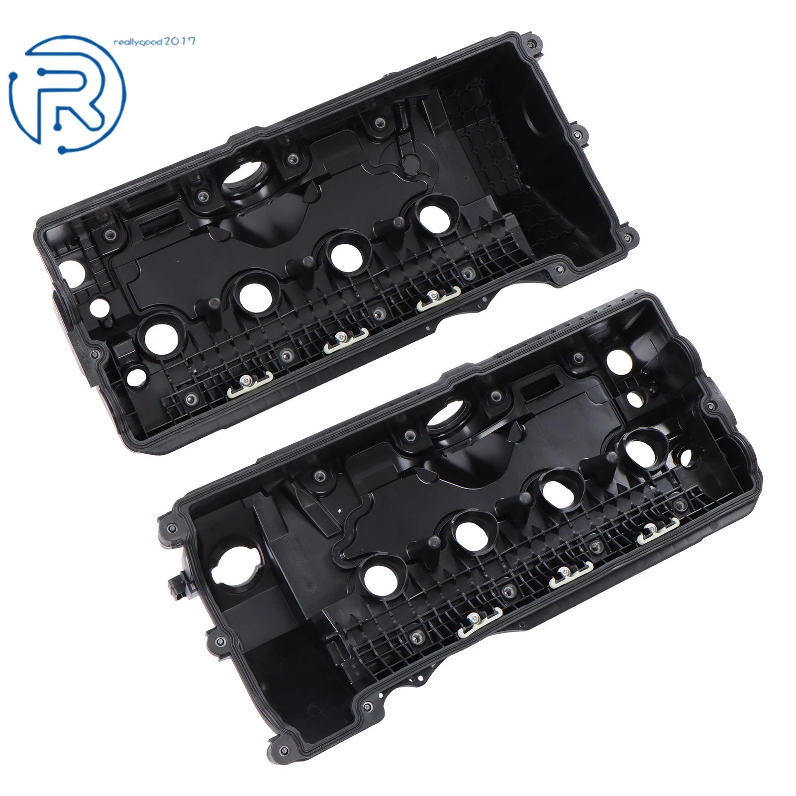 Set of 2 Black Valve Covers for BMW 545i 550i 650i 745i 750i X5 (2002–2008)