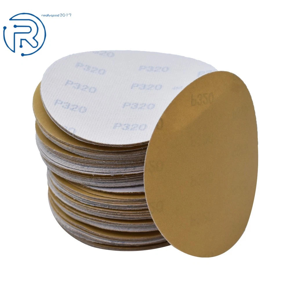 100 Pack 6" Aluminum Oxide 320 Grit Hook Loop Sanding Discs