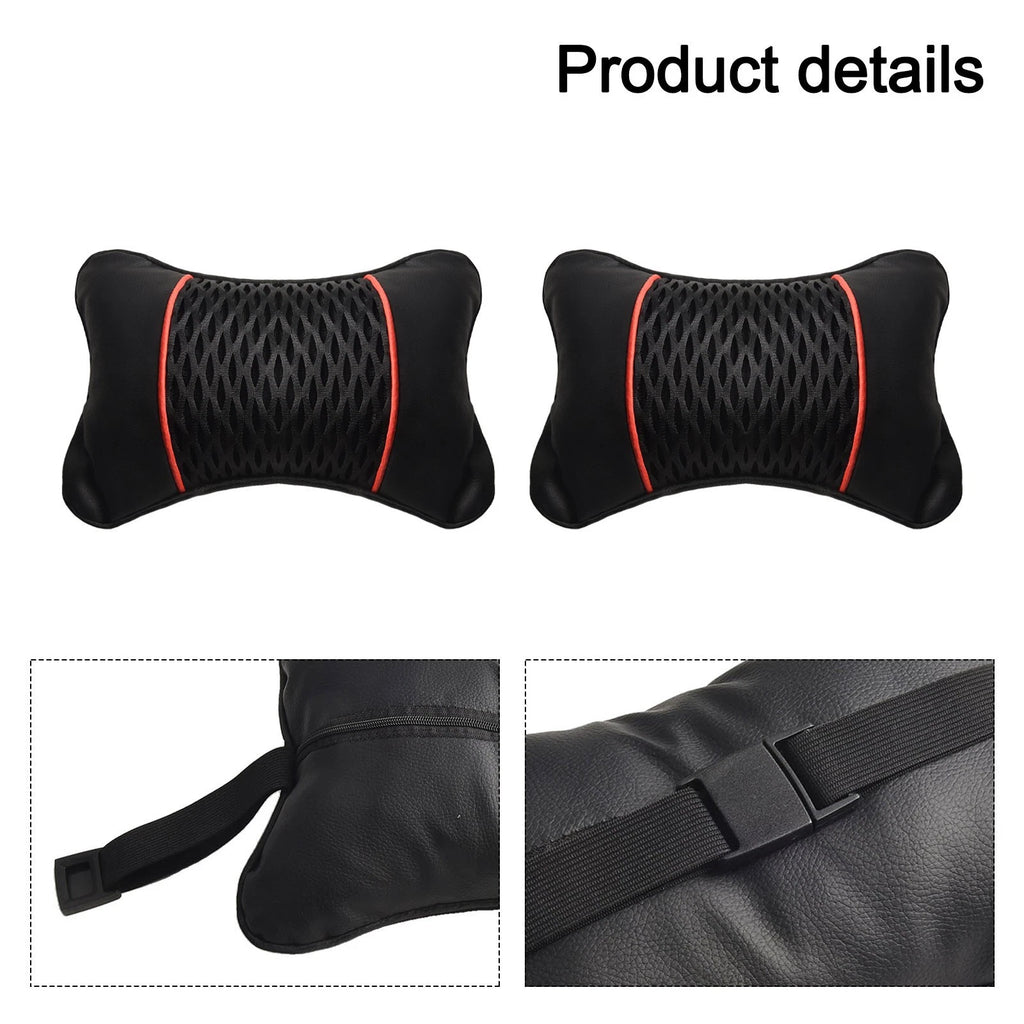 2X Headrest Cushion Pad for Universal Fit (Breathable PU Leather)