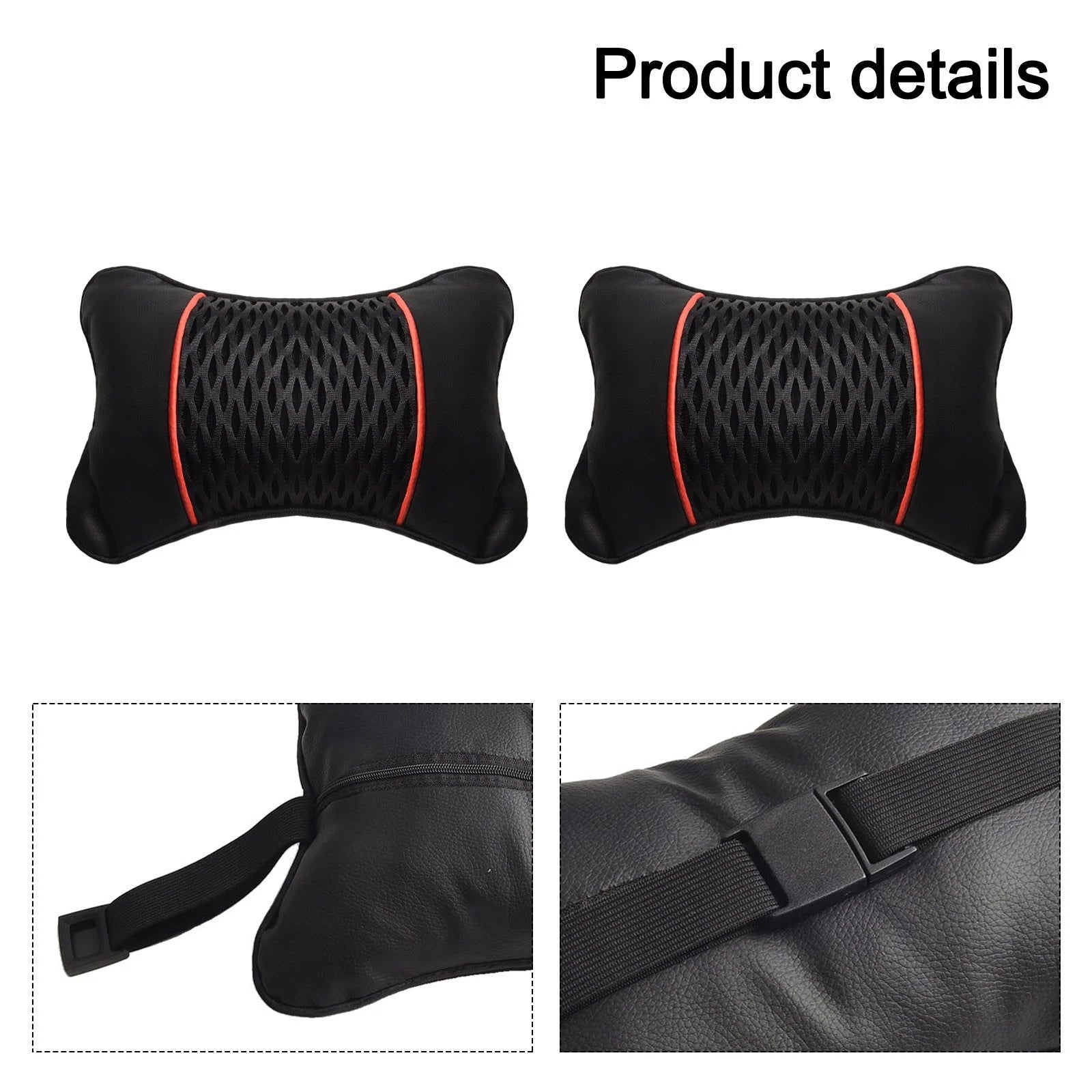 2X Headrest Cushion Pad for Universal Fit (Breathable PU Leather)