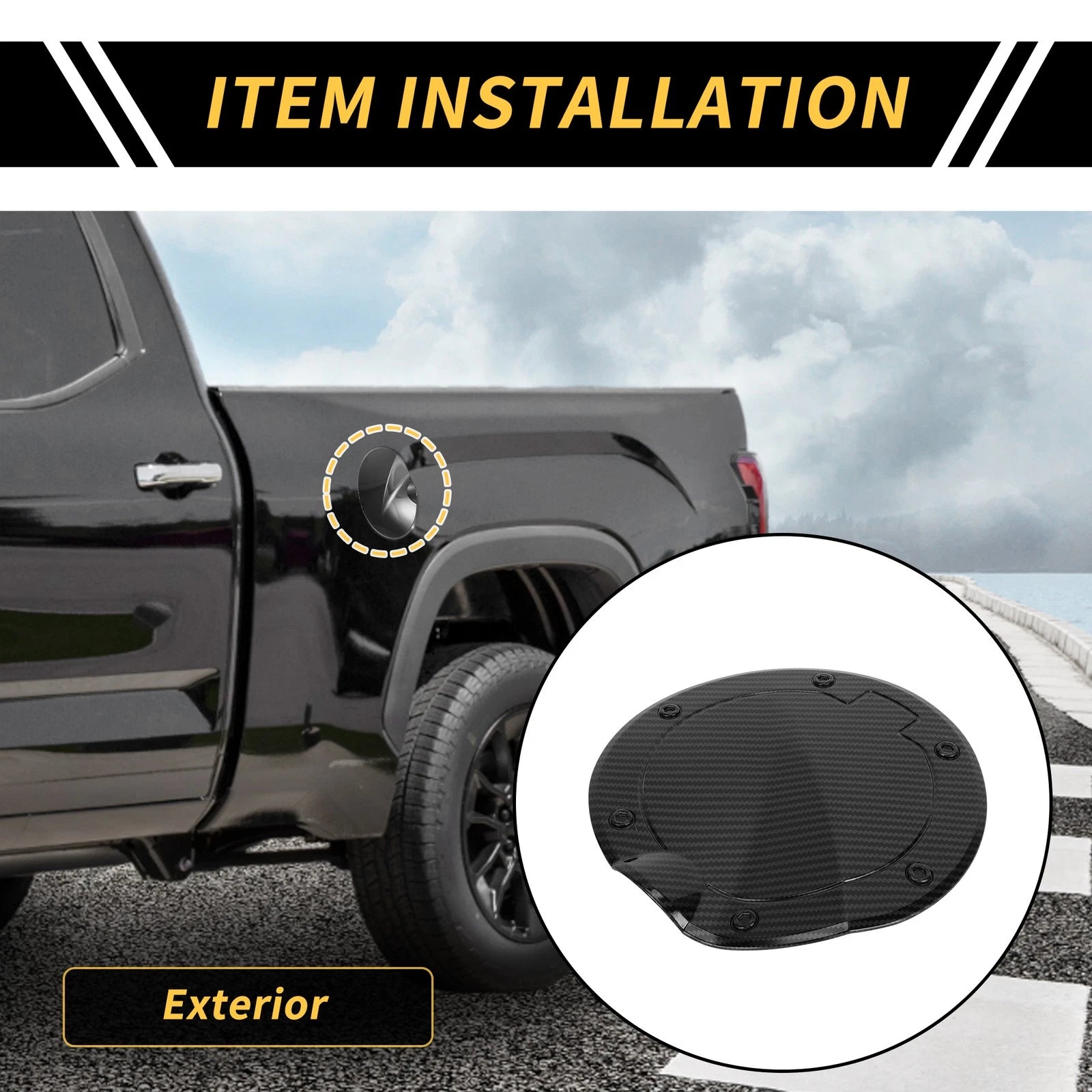 Carbon Fiber Pattern Fuel Tank Cap Cover Trim for Toyota Tundra (2022–2024)
