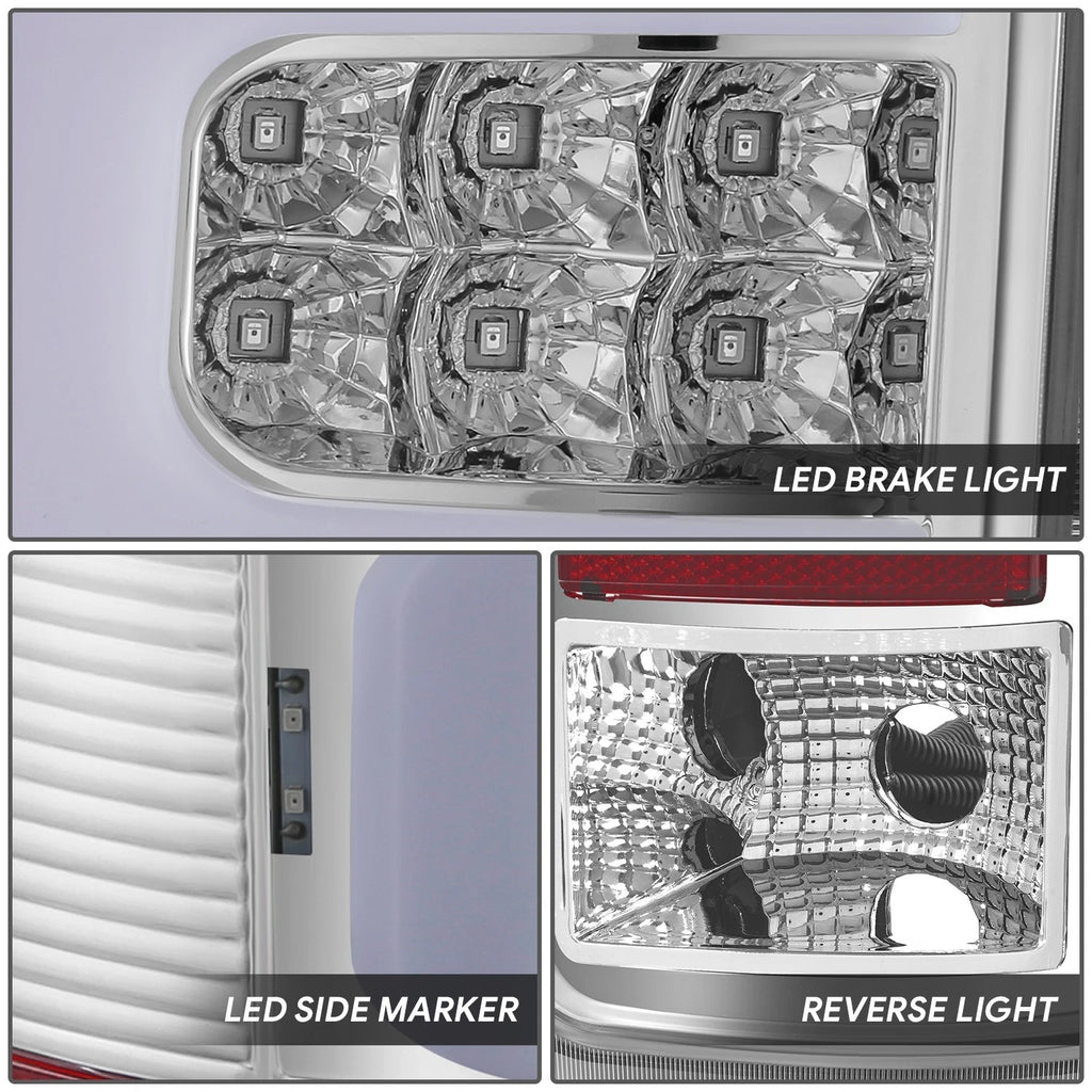 LED C-Tube Bar Tail Brake Light Lamp Chrome for GMC Sierra 1500 2500HD (2007–2014)