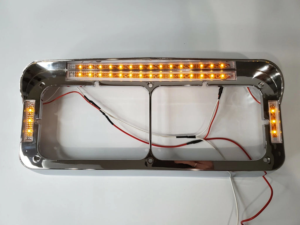 Headlight Bezel with Visor and Clear Lens LED Turn Signal for Dual 4x6 (2001–2007)