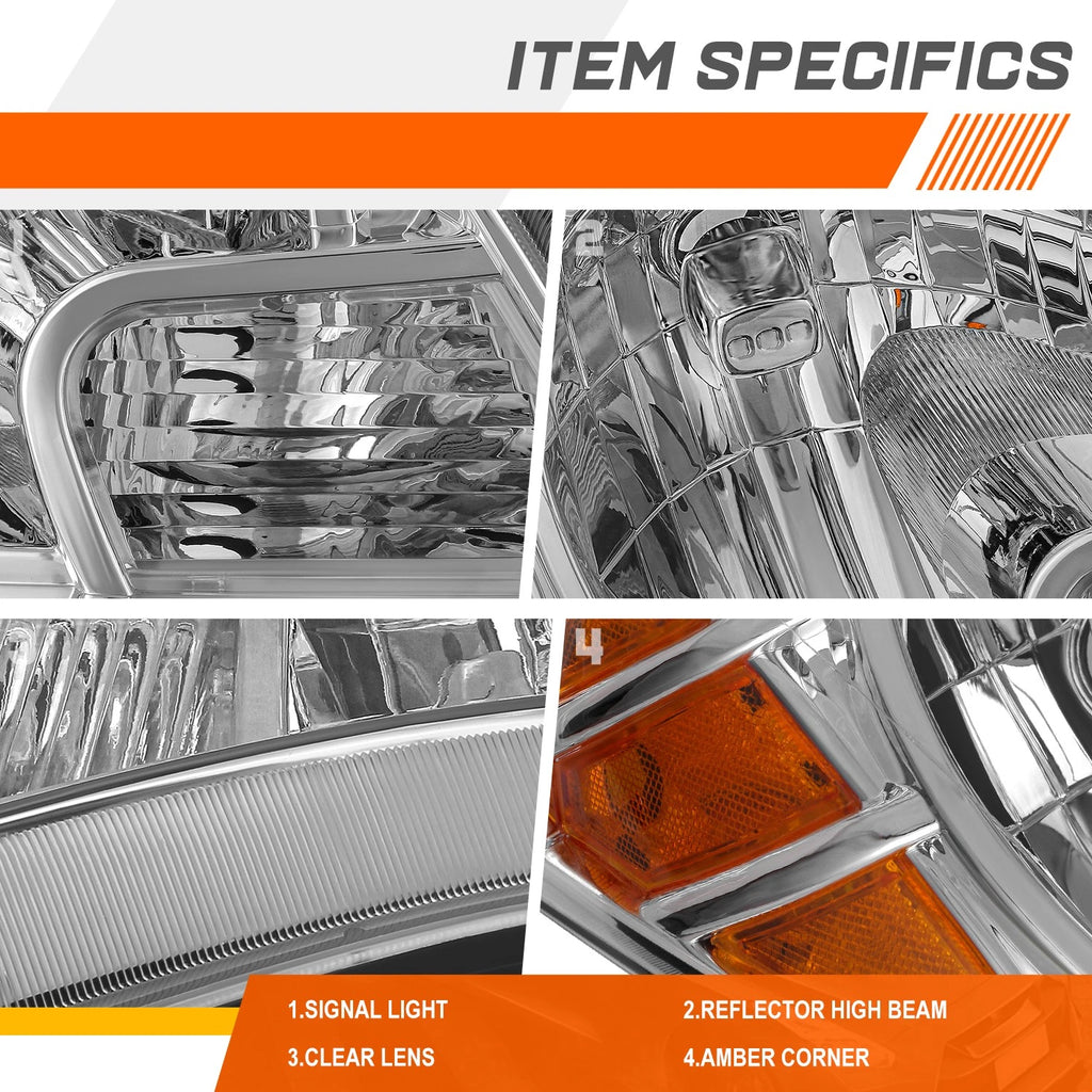Right Side Chrome Amber Headlight for Nissan Frontier (2009–2021)