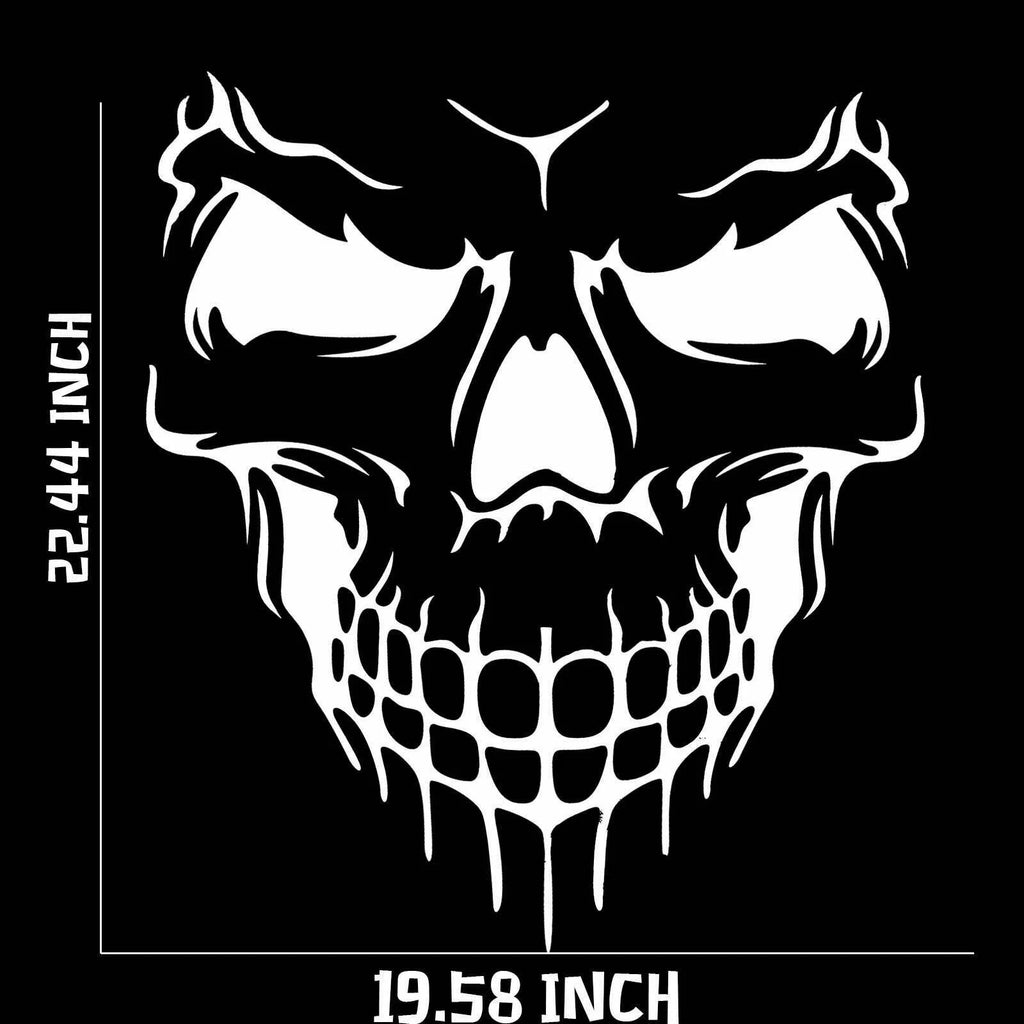 White Skull Hood Graphic Decal Sticker for Vehicle (Universal 1990-2020)