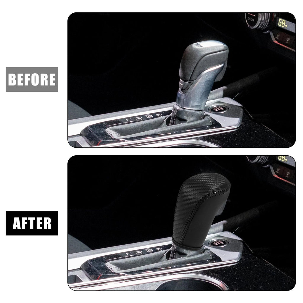 Faux Leather Carbon Fiber Gear Shift Knob Cover for Nissan Black Line 