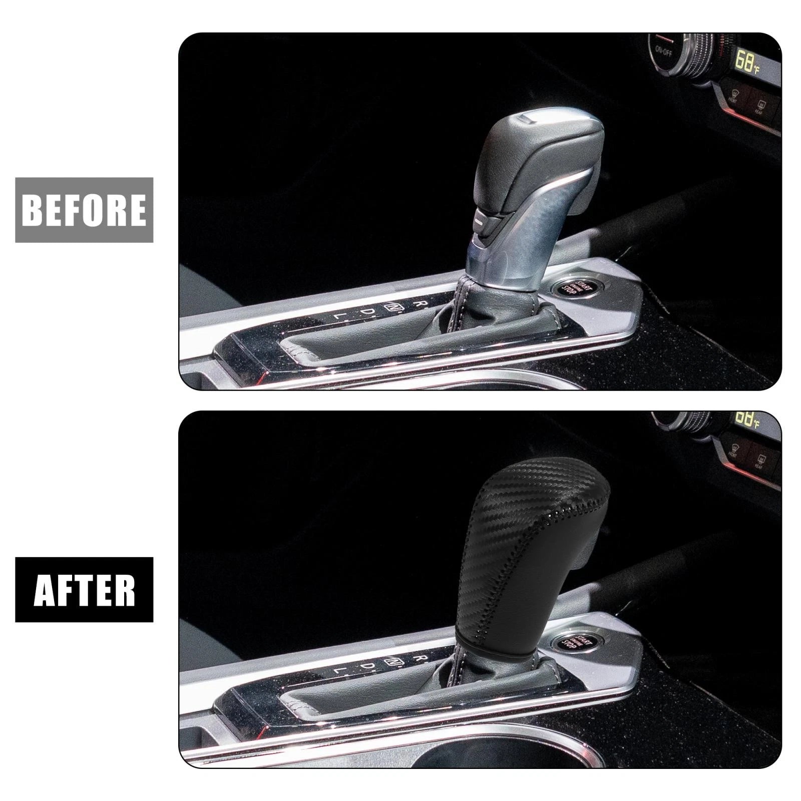 Faux Leather Carbon Fiber Gear Shift Knob Cover for Nissan Black Line 