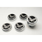 Chrome Cap Covers Kit w Garnet Red Inlay and Flags for 2016-2019 Corvette GS