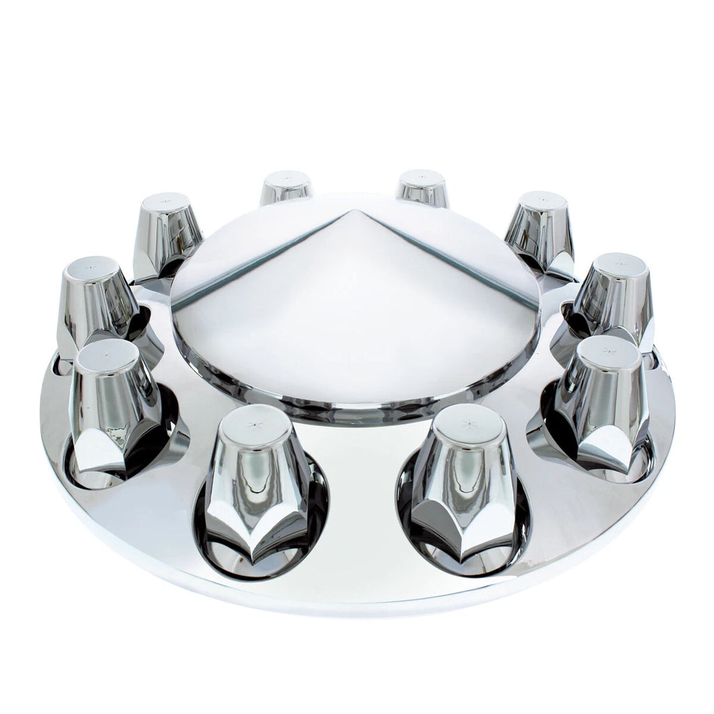 Chrome Semi Truck Front Rear Axle Covers with Hubcaps and Lug Nuts for 33mm