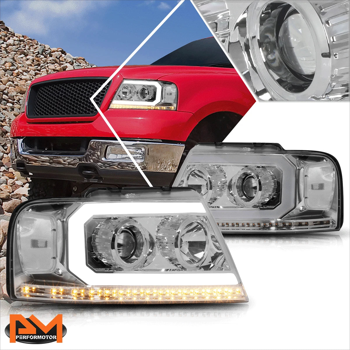 3D LED Tube Bar Tail Lights for Tacoma (2005–2015) Tinted