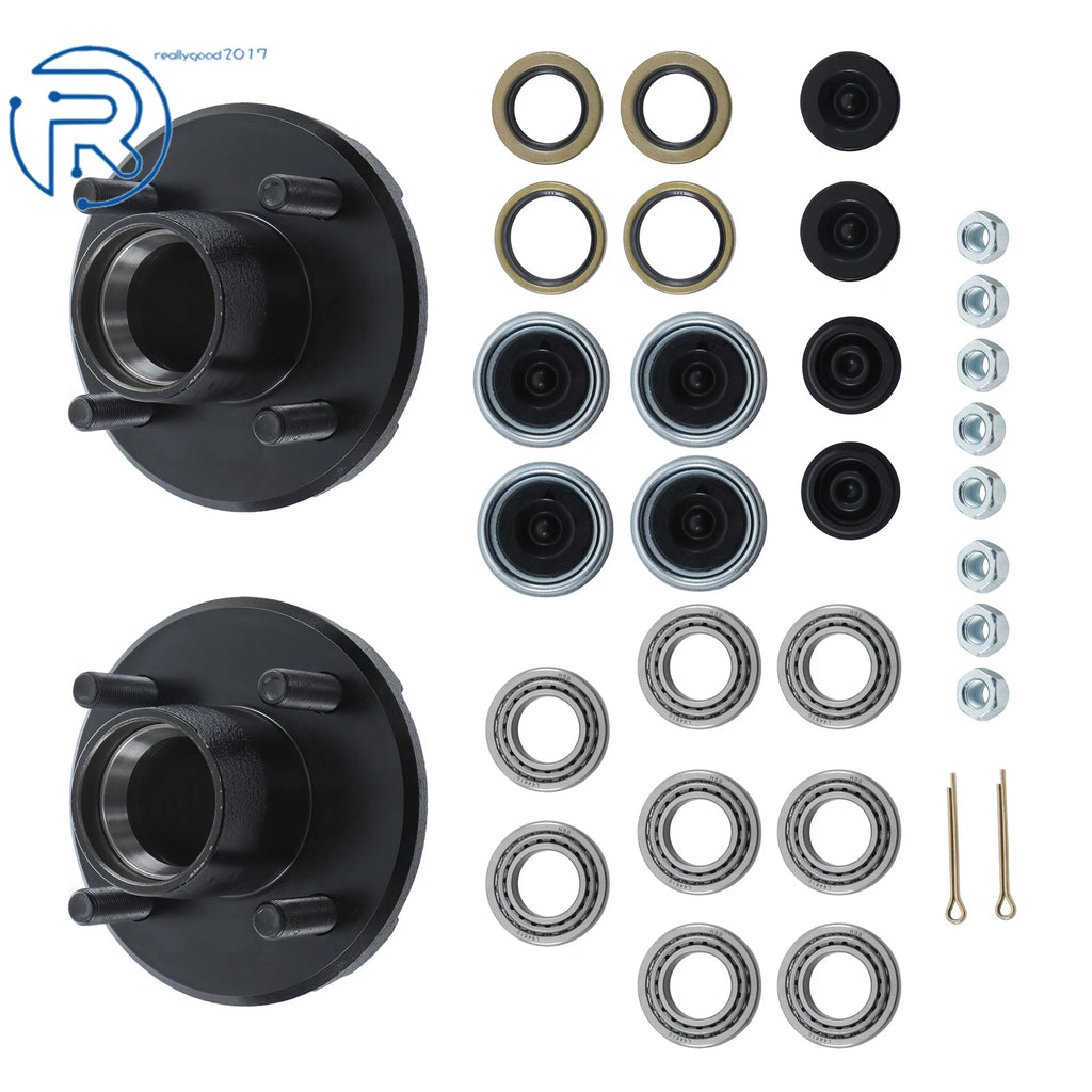 Pack of 2 Trailer Axle Kits with 4 on 4" Bolt Idler Hub & Bearing