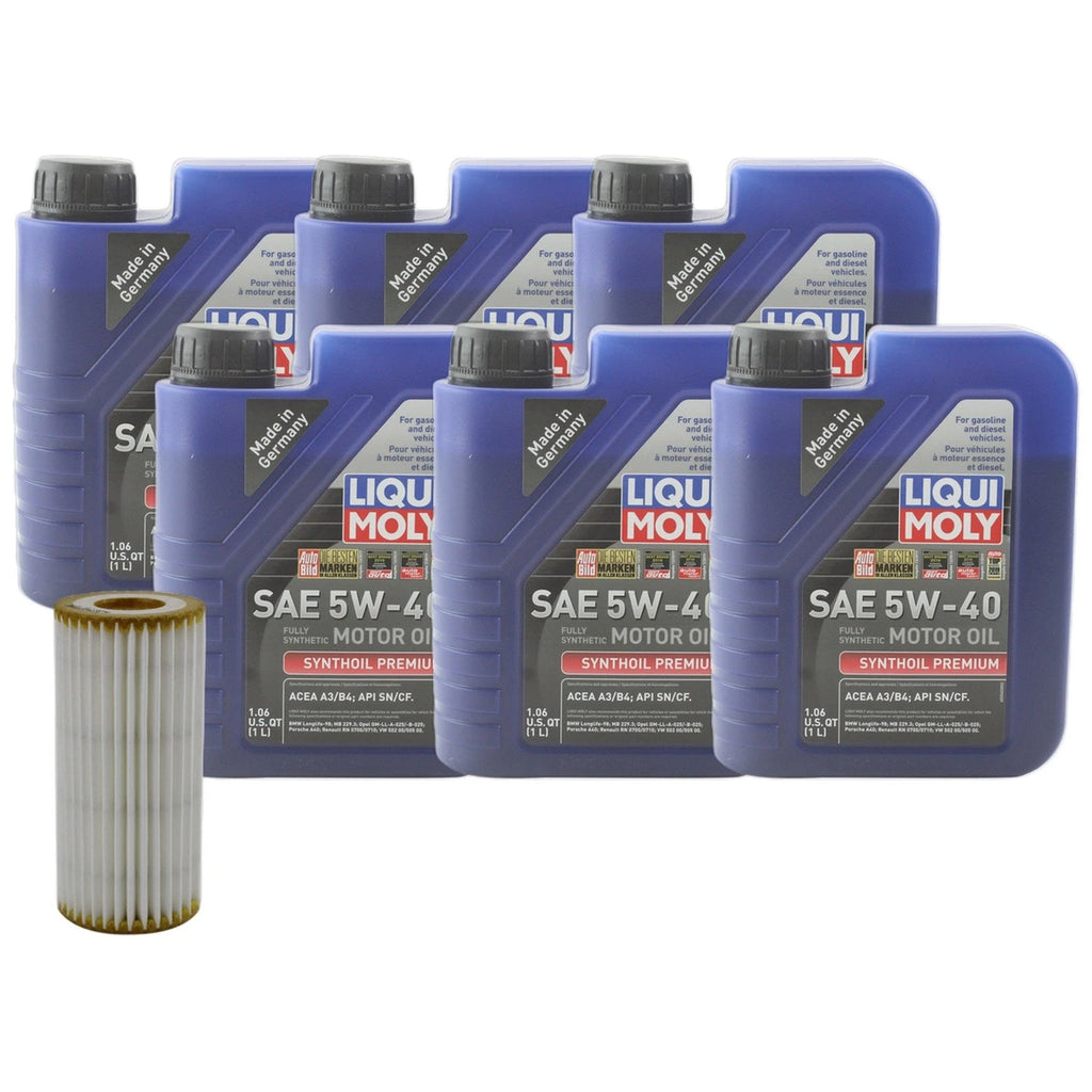 6L Liqui Moly Synthoil Premium 5W-40 Engine Oil Change Kit for A4, Passat