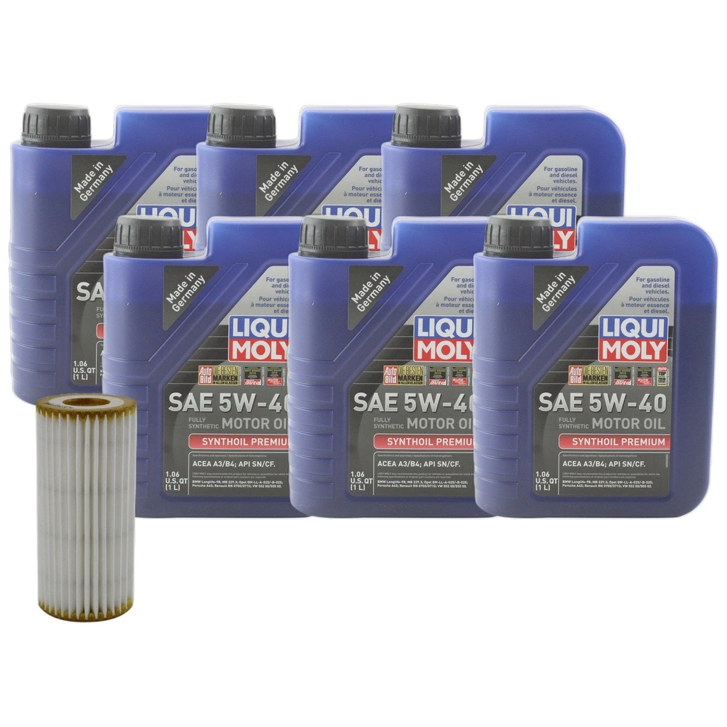 6L Liqui Moly Synthoil Premium 5W-40 Engine Oil Change Kit for A4, Passat