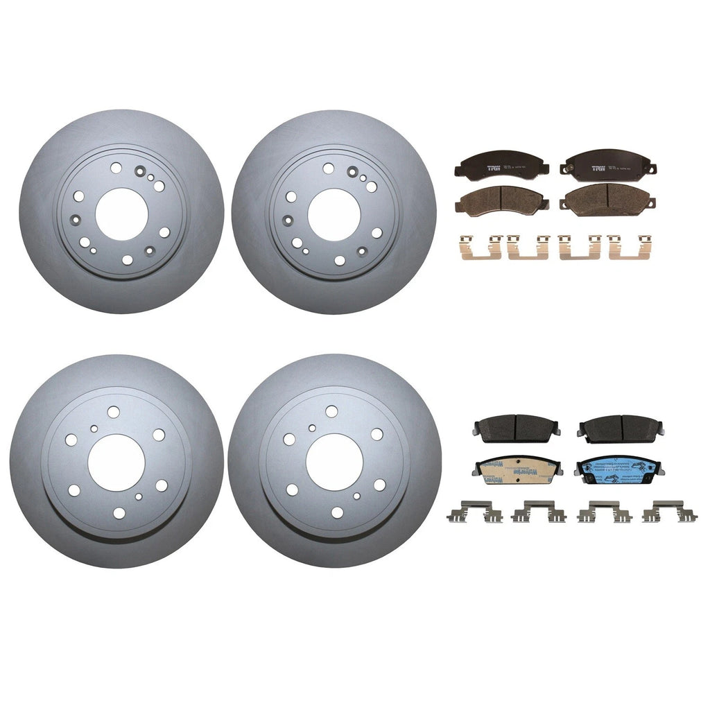 Front Rear Brake Kit Disc Rotors & TRW Pro Metallic Pads for Cadillac Chevy GMC