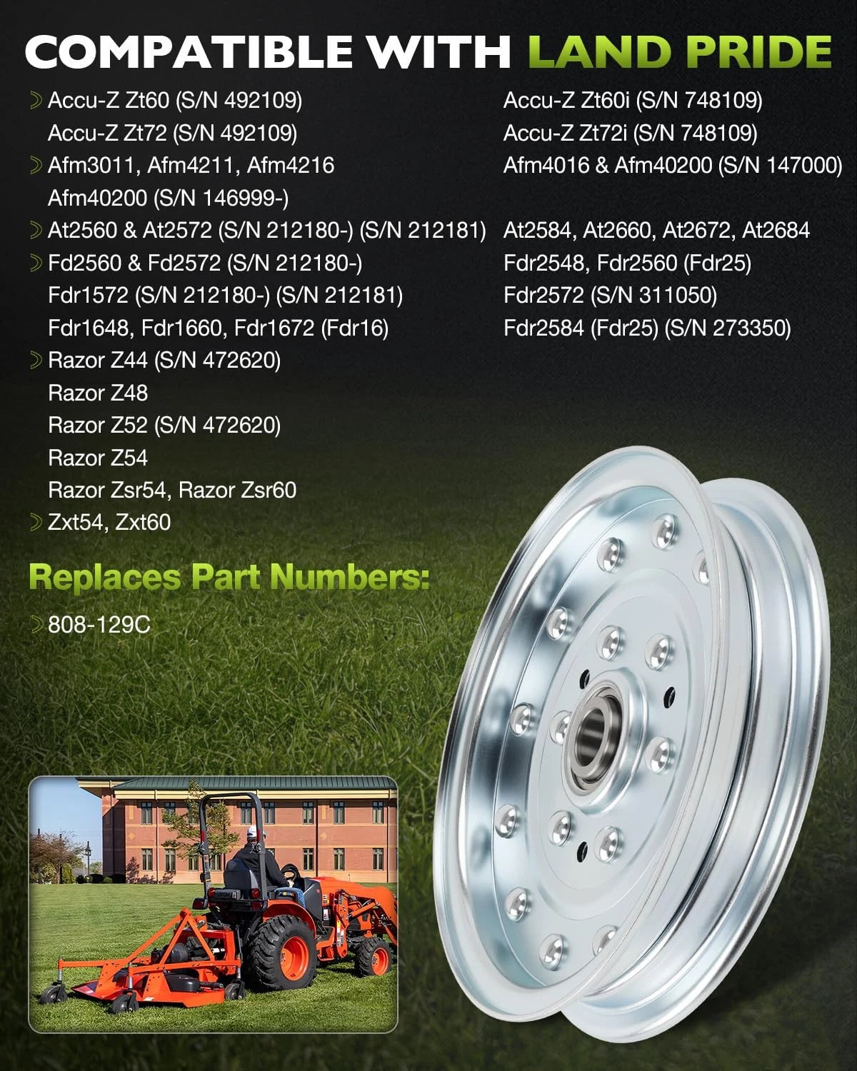 2X Deck Pulley 808-129C for Land Pride Razor Z44 Z48 Z52 Z54 ZSR54 ZSR60 ZXT54