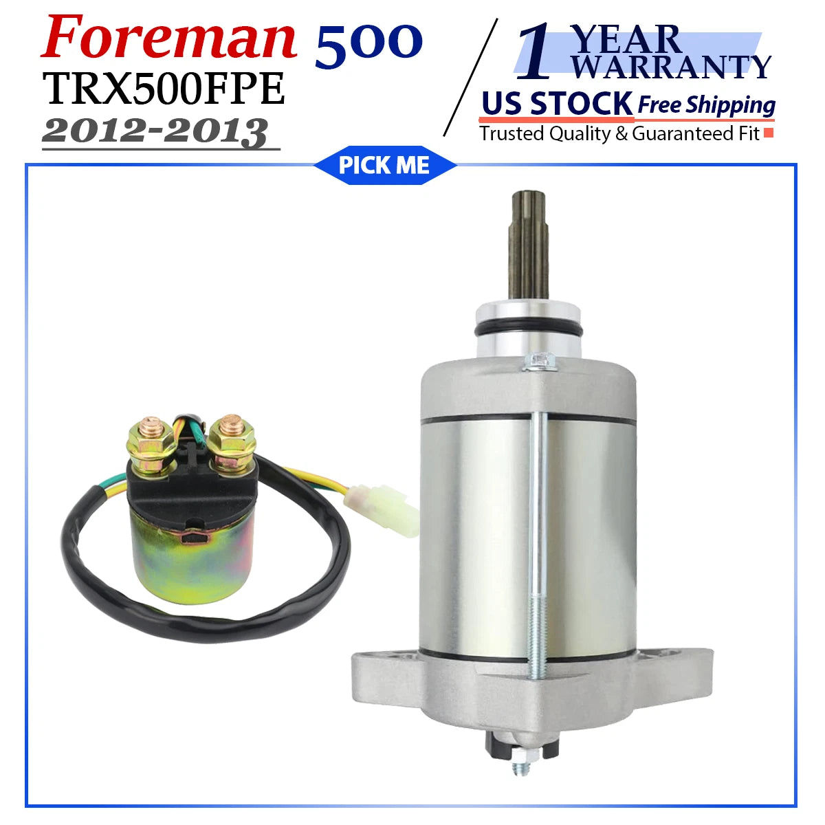 Starter Motor with Relay for Honda Foreman 500 TRX500FPE (2012–2013)