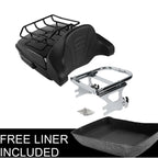 Black Chopped Trunk Mount Rack Backrest Pad for Harley Touring (1997–2008)