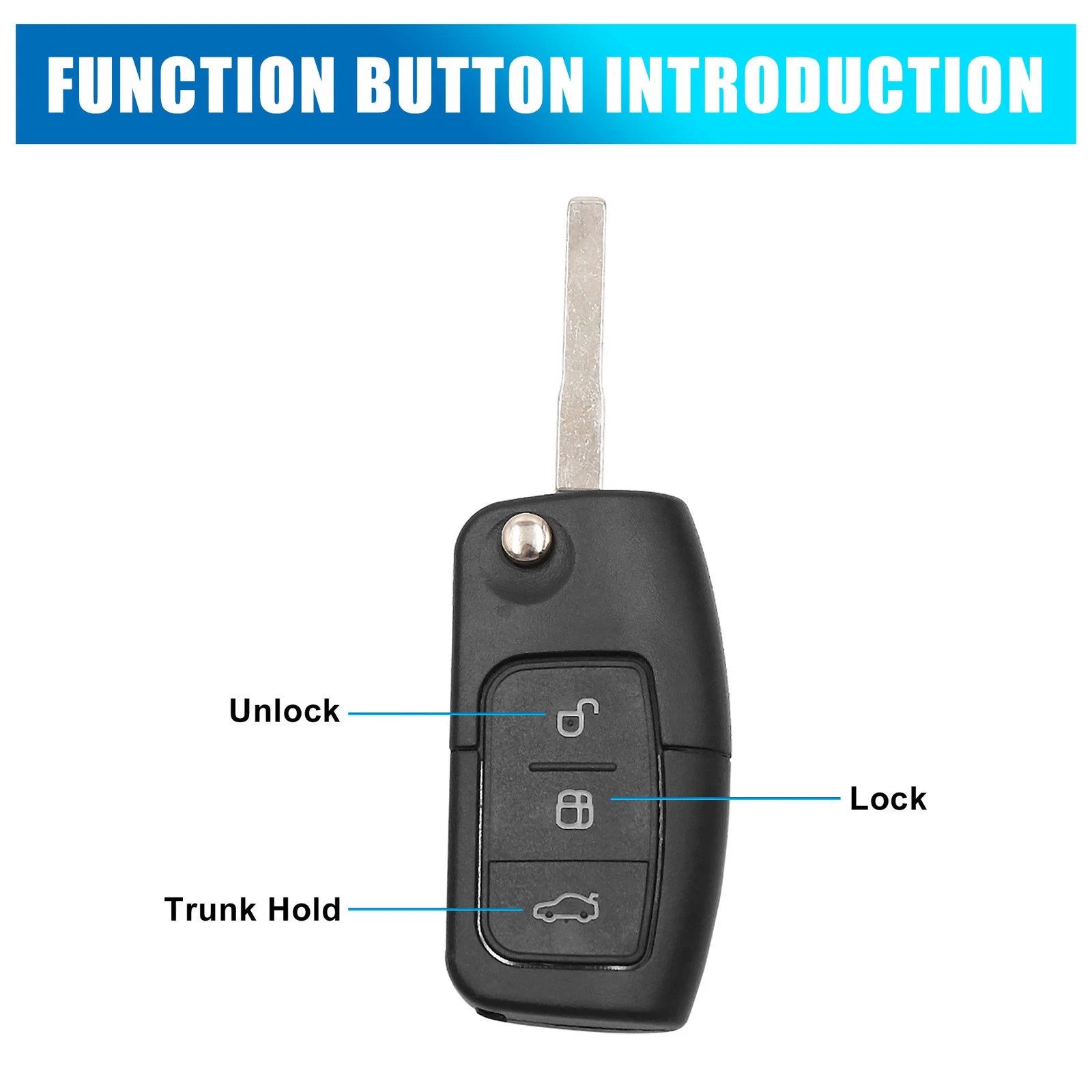 3 Button Key Fob Remote Case Shell for Ford Focus (Year Range Not Specified)