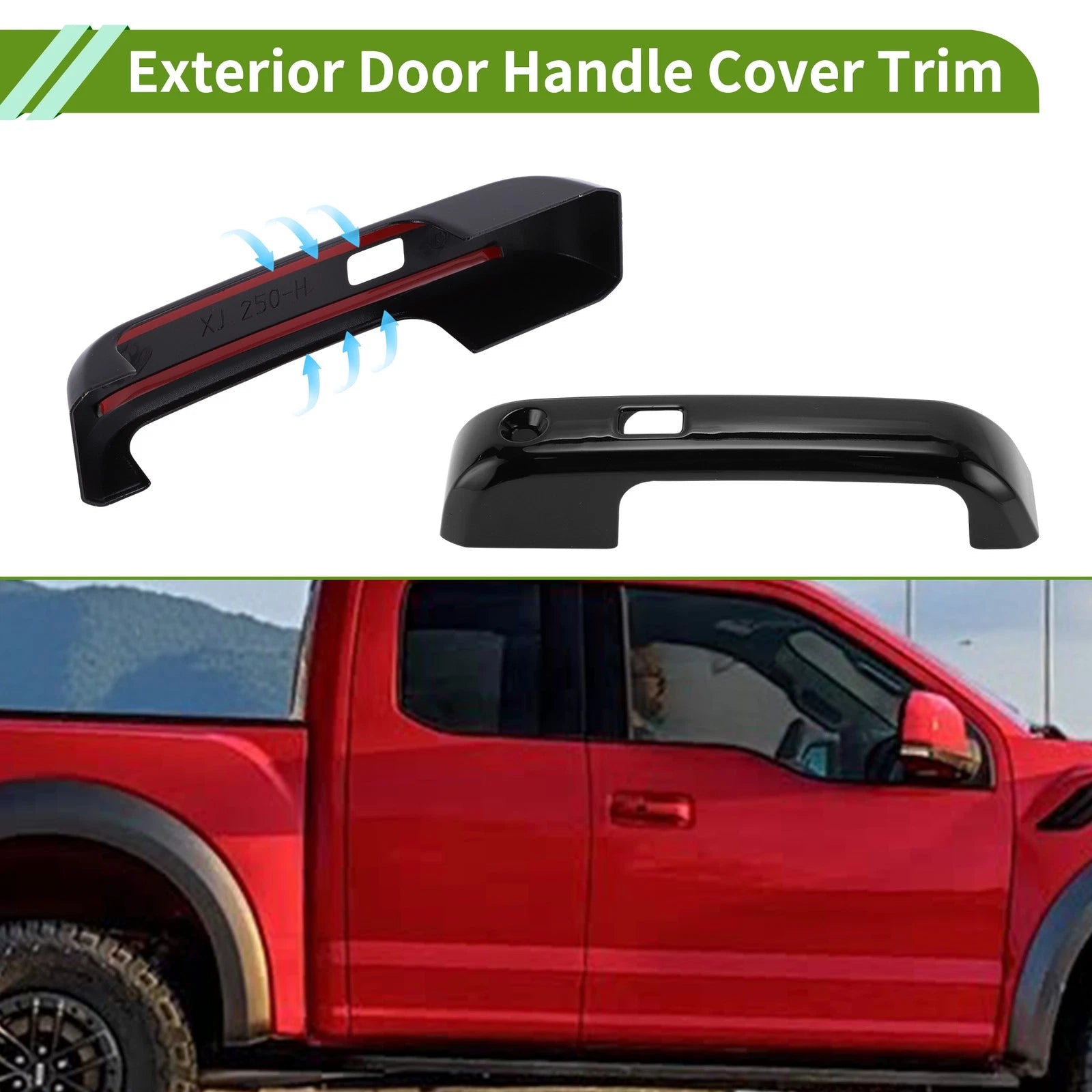 Exterior Door Handle Cover Trim for Ford F150 3DR (2015–2023) Glossy Black