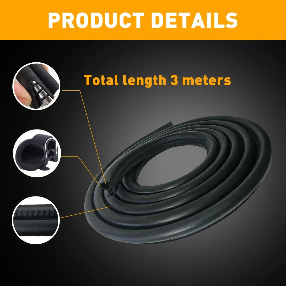 Set of 2 Weather Strip Rubber Seal for Car SU (10FT)