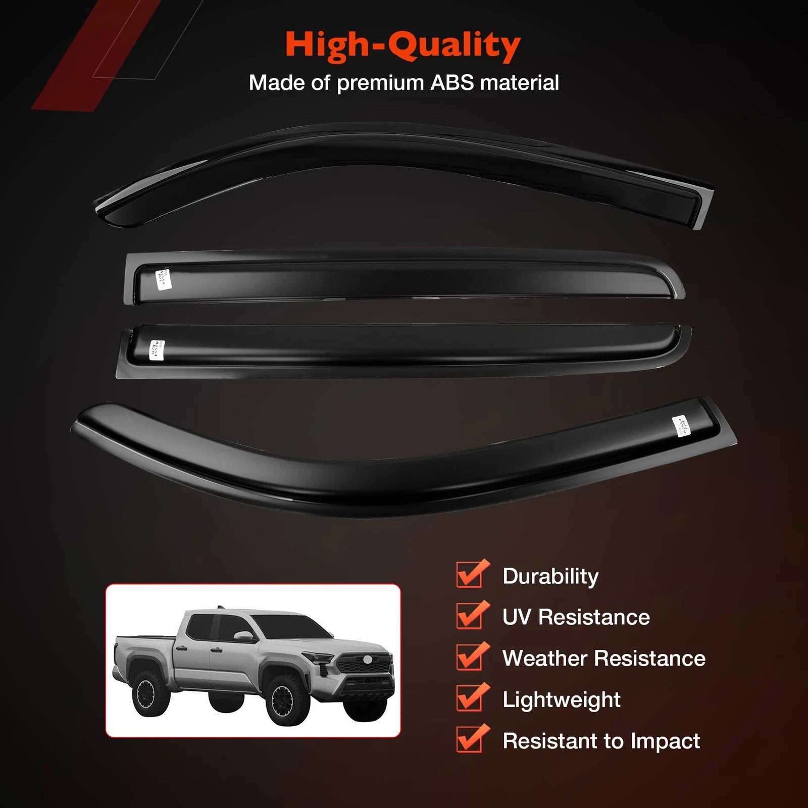 4X Side Window Rain Guards for Toyota Tacoma (2024–2025)