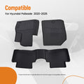 Set of 1 All-Weather Floor Mats for Hyundai Palisade (2020–2024) TPE Rubber Black