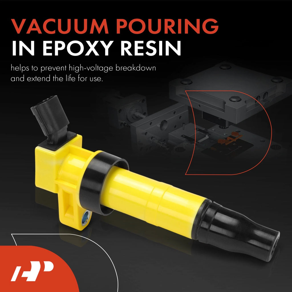 Set of 4 Yellow Ignition Coils for Hyundai Sonata (2008–2014) Kia Optima Sorento