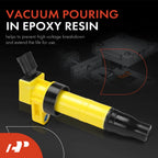 Set of 4 Yellow Ignition Coils for Hyundai Sonata (2008–2014) Kia Optima Sorento