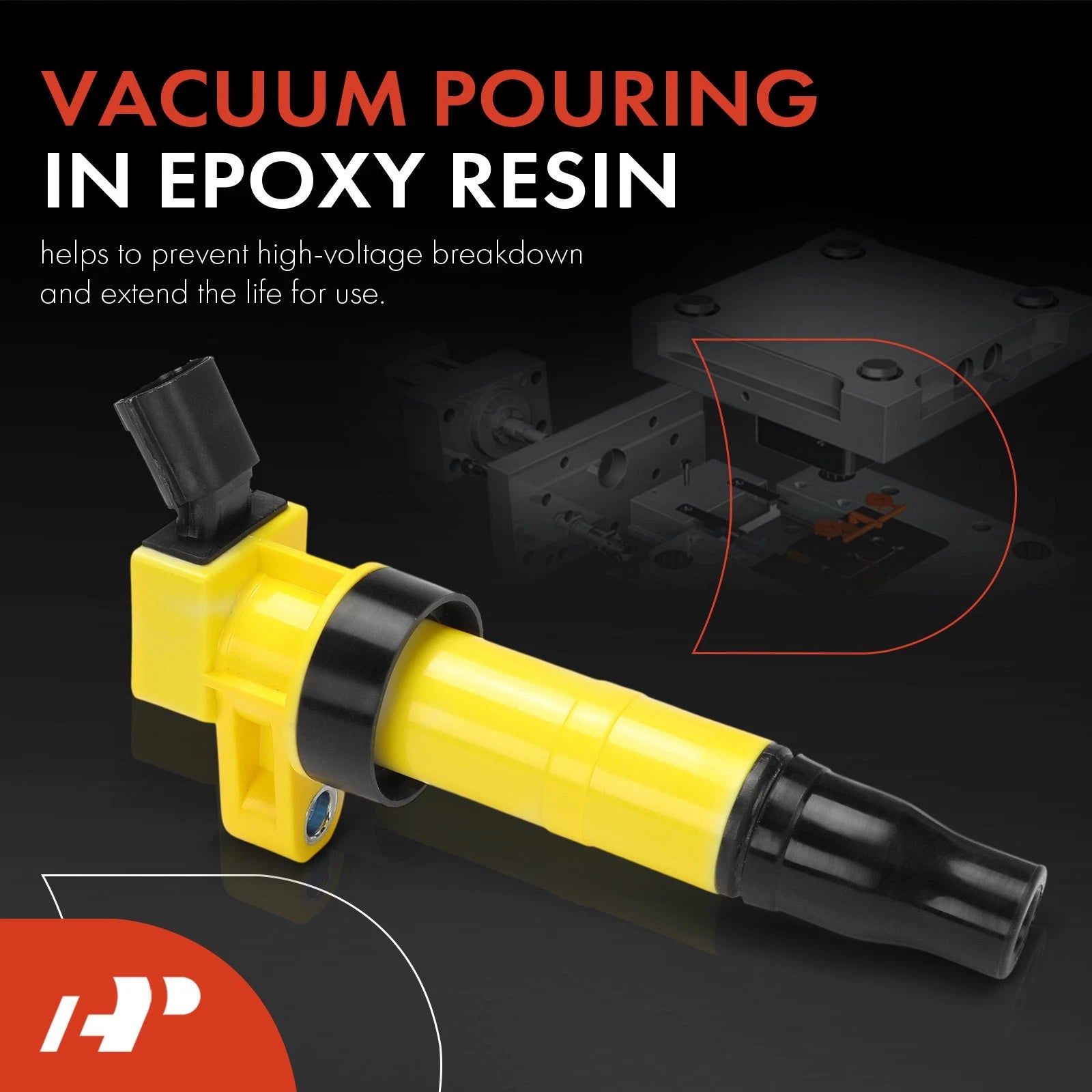 Set of 4 Yellow Ignition Coils for Hyundai Sonata (2008–2014) Kia Optima Sorento