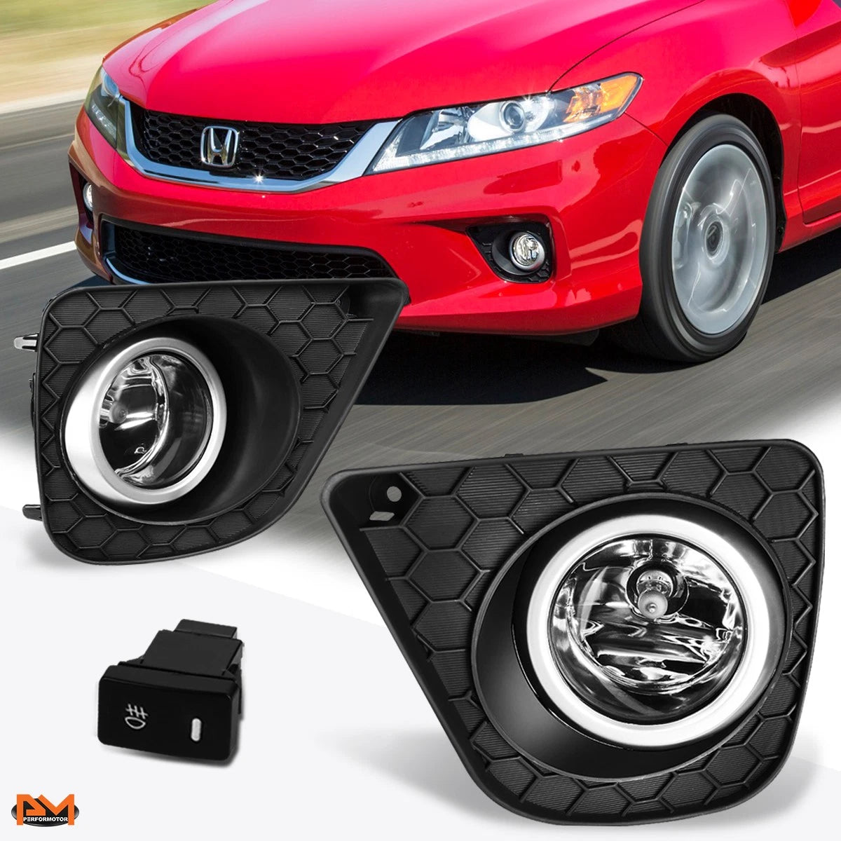 Clear Lens Fog Lights with Switch for Honda Accord 2Dr (2013–2015)