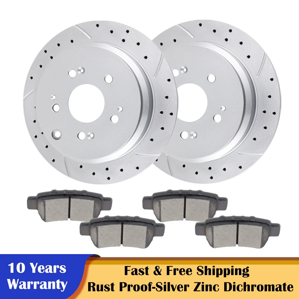 Rear Slotted Rotors and Ceramic Pads Kit for Honda Odyssey (2005–2010)