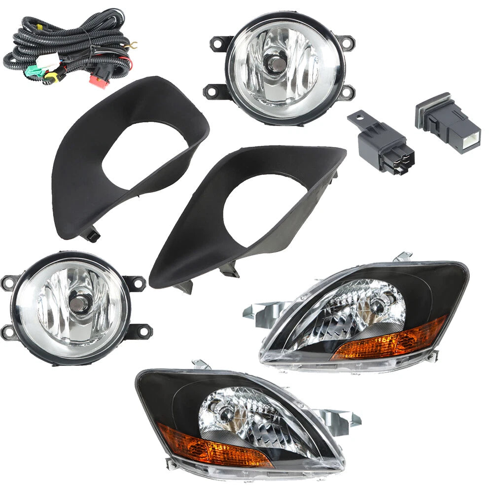 Set of 2 Headlights and Fog Lights for Toyota Yaris (2007–2011)