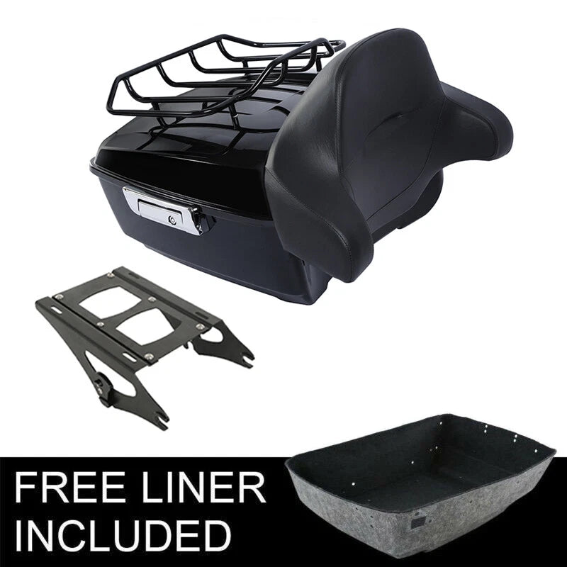 Black King Trunk Backrest Mount Rack for Harley Touring Road Glide (2014–2026)