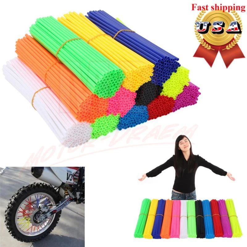 72X Wheel Spoke Wrap Skin Coat Trim Cover Kit for Dirt Bike (24cm)