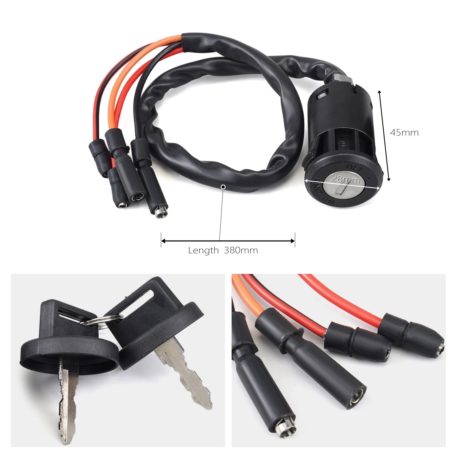 Ignition Key Switch 35100-HM5-671 for Honda FourTrax 300 TRX300 (1990–2000)