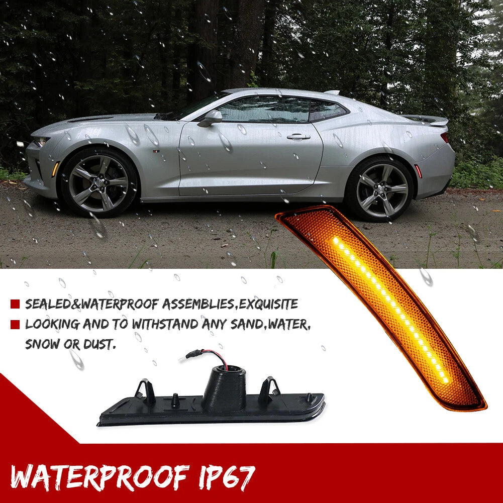 Amber LED Front Bumper Side Marker Lights for Chevrolet Camaro (2016–2023)