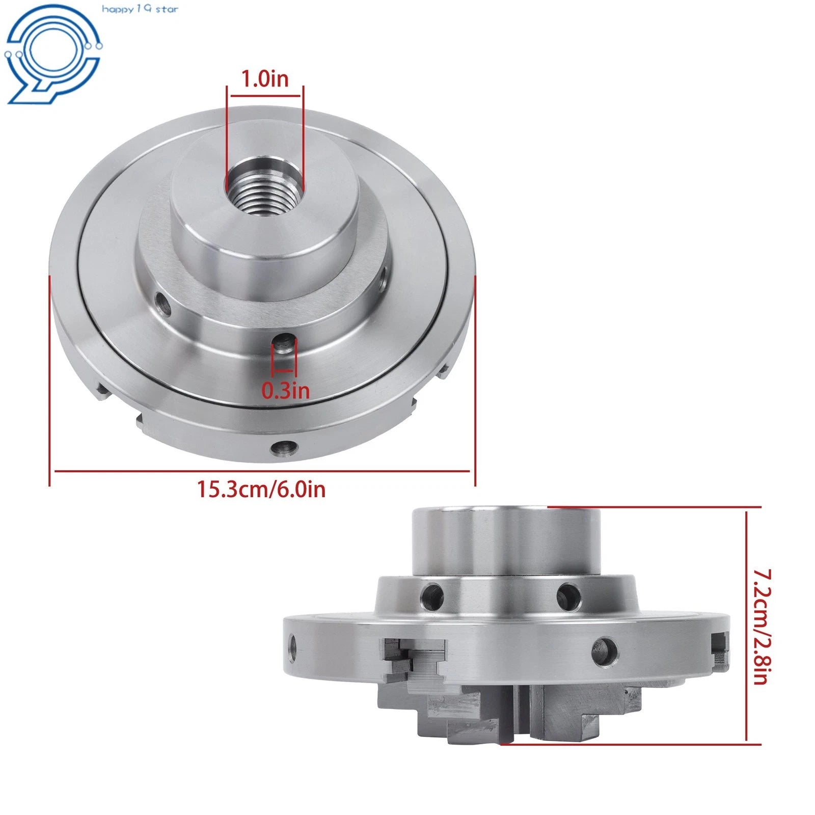 4 Jaw 6" Wood Lathe Chuck 1x8 TPI for Bowl Turning