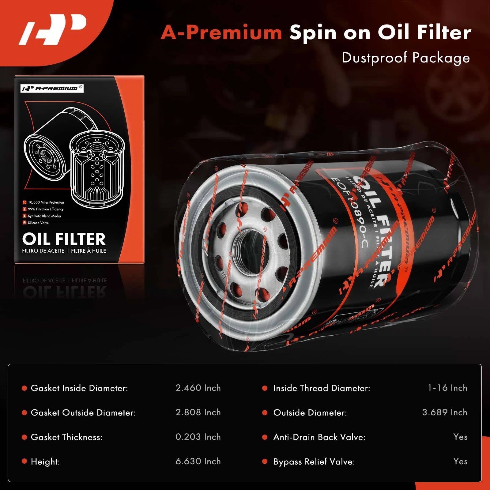 Engine Oil Filter for Ford F-250 F-350 F-450 F-550 Super Duty (2011–2023)