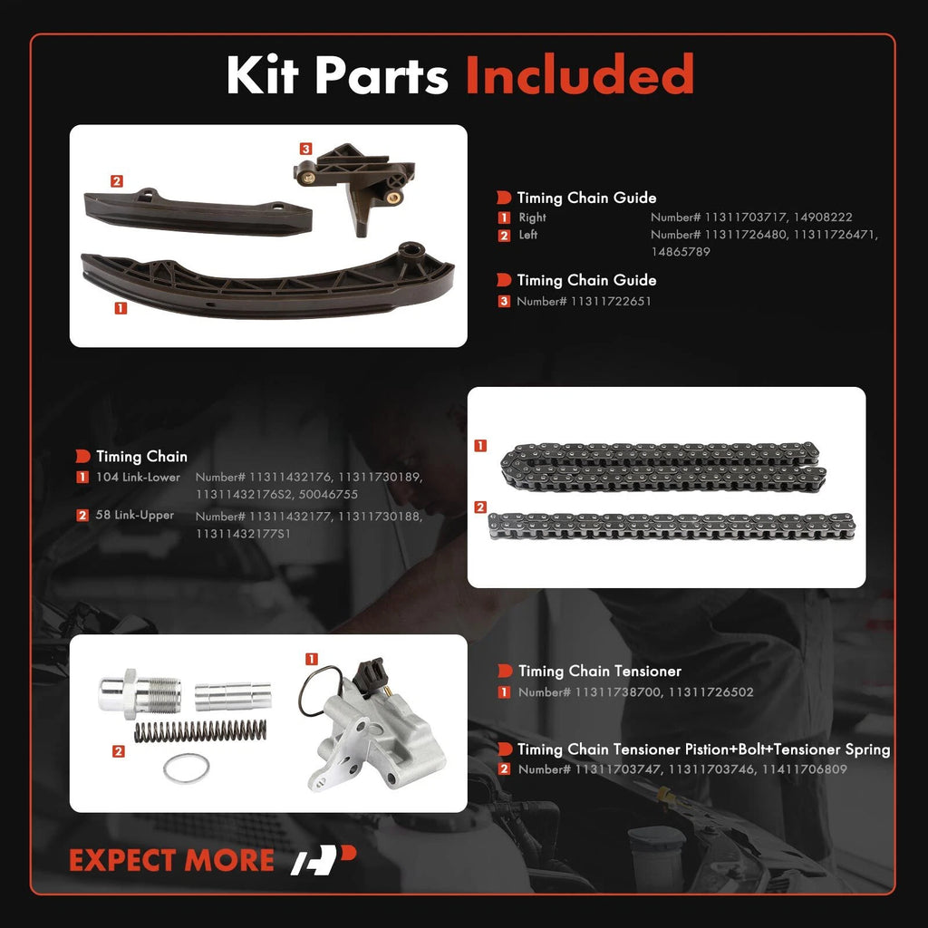 7X Timing Chain Kit for BMW E46 325i 328i 330i M3 X3 X5 (1998–2006)